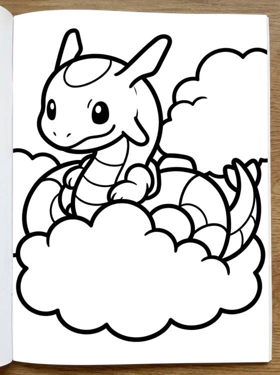 Desenho de Rayquaza Tierno en las Nubes para colorir e imprimir grátis