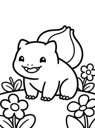 Desenho de Bulbasaur Alegre en el Jardín para colorir e imprimir grátis
