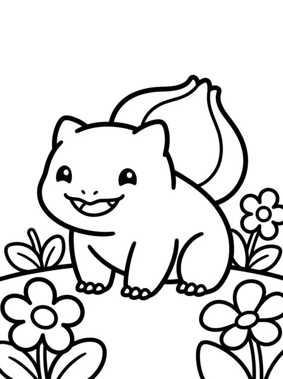 Desenho de Bulbasaur Alegre en el Jardín para colorir e imprimir grátis