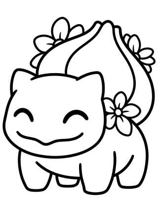 Desenho de Bulbasaur Tierno con Flor para colorir e imprimir grátis