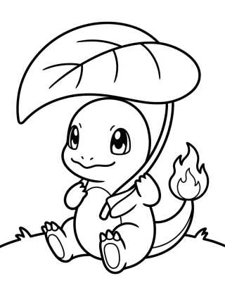 Desenho de Charmander con una Hoja para colorir e imprimir grátis