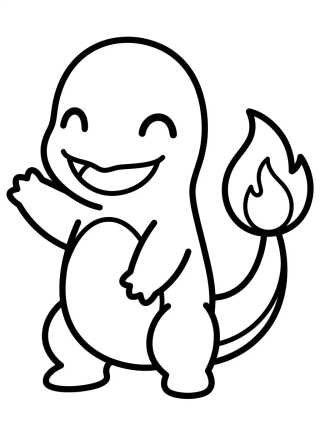 Desenho de Charmander Feliz con Pequeñas Llamas para colorir e imprimir grátis