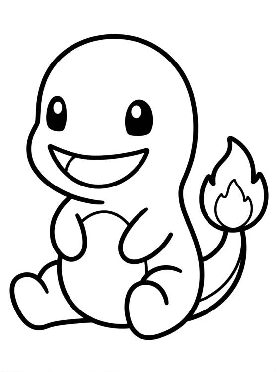 Desenho de Charmander Kawaii Sonriendo para colorir e imprimir grátis