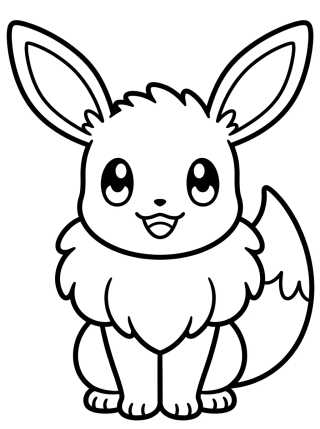 Desenho de Eevee Lindo Sentado para colorir e imprimir grátis