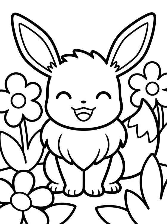 Desenho de Eevee Sonriente en el Jardín para colorir e imprimir grátis