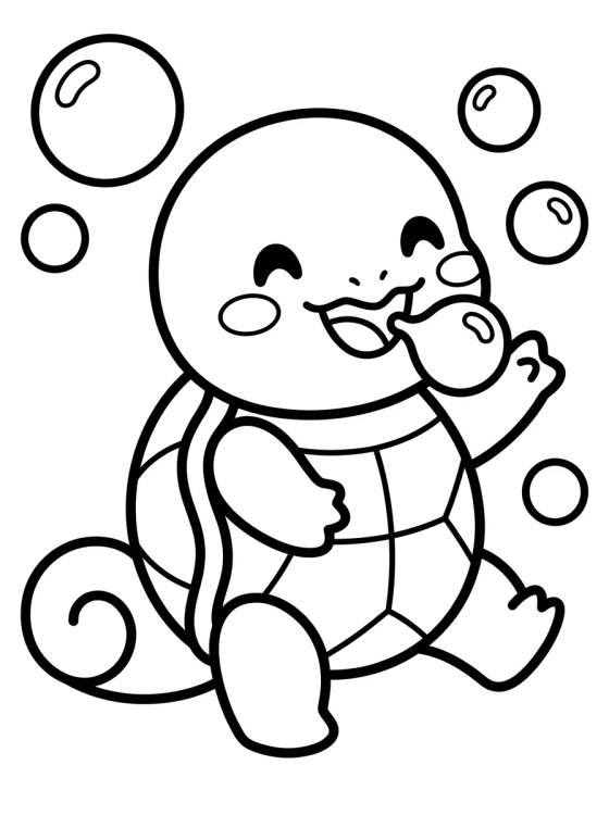 Desenho de Squirtle Jugando con Burbujas para colorir e imprimir grátis