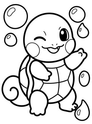 Desenho de Squirtle Jugando en el Agua para colorir e imprimir grátis