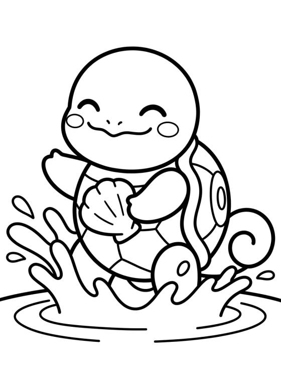 Desenho de Squirtle Tierno en el Agua para colorir e imprimir grátis