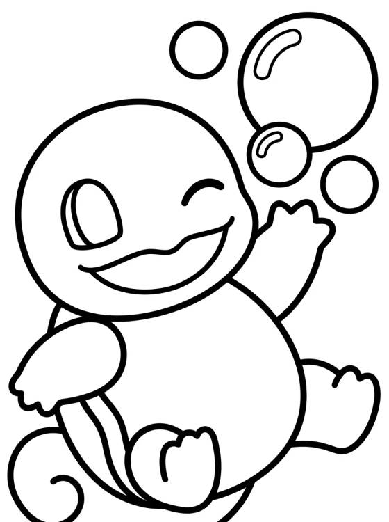 Desenho de Squirtle Kawaii Jugando con Agua para colorir e imprimir grátis