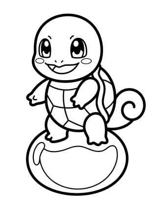 Desenho de Squirtle Kawaii Jugando en el Agua para colorir e imprimir grátis