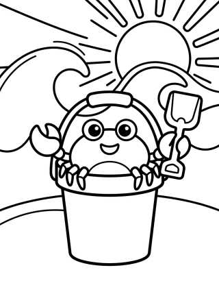 Desenho de Cangrejito en el Balde de Arena para colorir e imprimir grátis