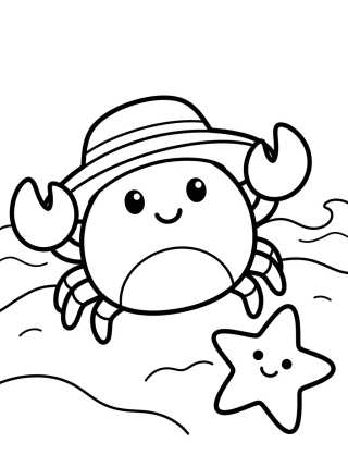 Desenho de Cangrejo Feliz en la Arena para colorir e imprimir grátis