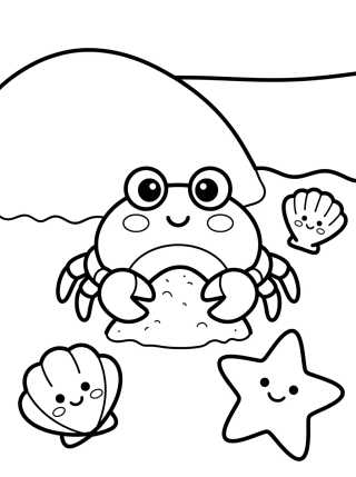Desenho de Cangrejo Lindo en la Arena para colorir e imprimir grátis