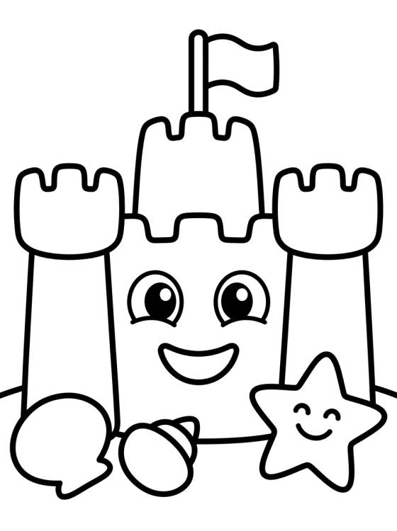 Desenho de Castillo de Arena con Sonrisa para colorir e imprimir grátis