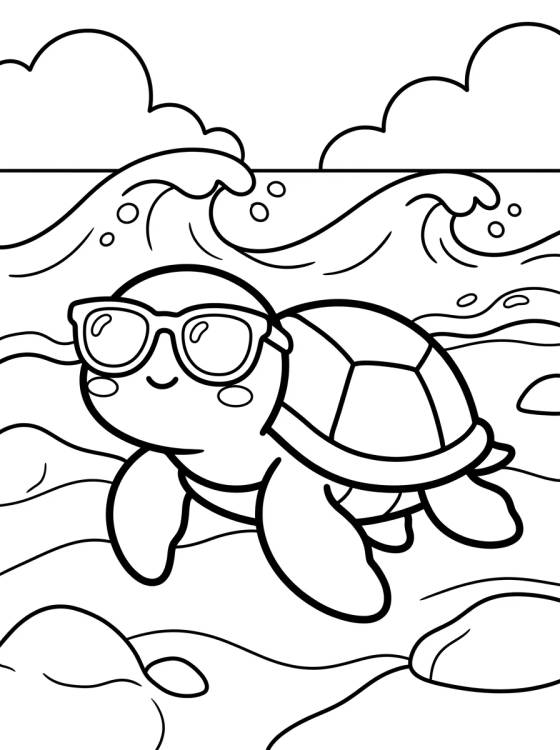 Desenho de Tortuga de Playa en la Arena para colorir e imprimir grátis