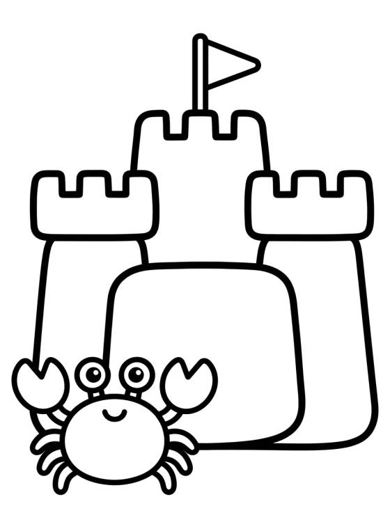 Desenho de Castillo de Arena con Cangrejito para colorir e imprimir grátis