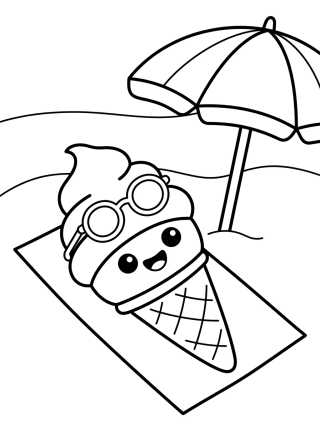 Desenho de Helado Lindo en la Playa para colorir e imprimir grátis