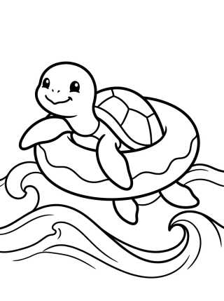 Desenho de Tortuguita con Flotador en el Mar para colorir e imprimir grátis