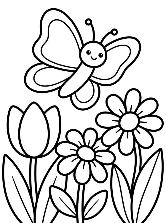 Desenho de Mariposa en el Jardín para colorir e imprimir grátis