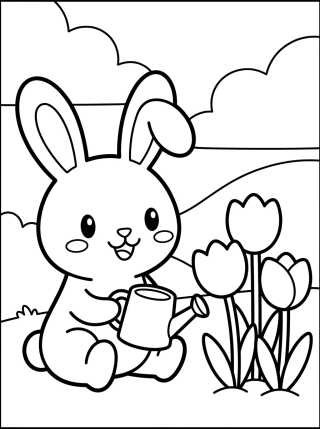 Desenho de Conejito en Jardín de Primavera para colorir e imprimir grátis