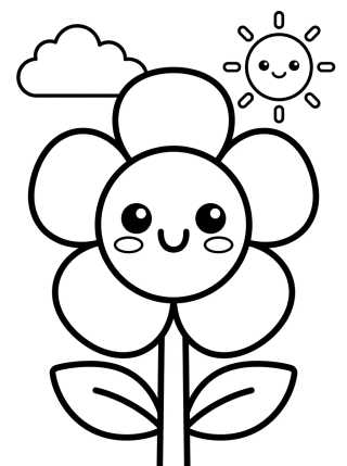 Desenho de Flor Linda Sonriente para colorir e imprimir grátis