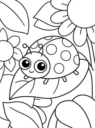 Desenho de Mariquita Tierna en las Flores para colorir e imprimir grátis