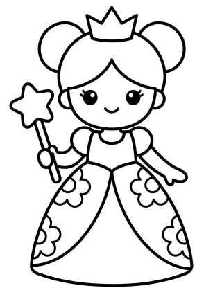 Desenho de Princesa con Vestido de Flores para colorir e imprimir grátis