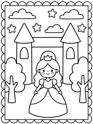 Desenho de Princesa en el Castillo Mágico para colorir e imprimir grátis