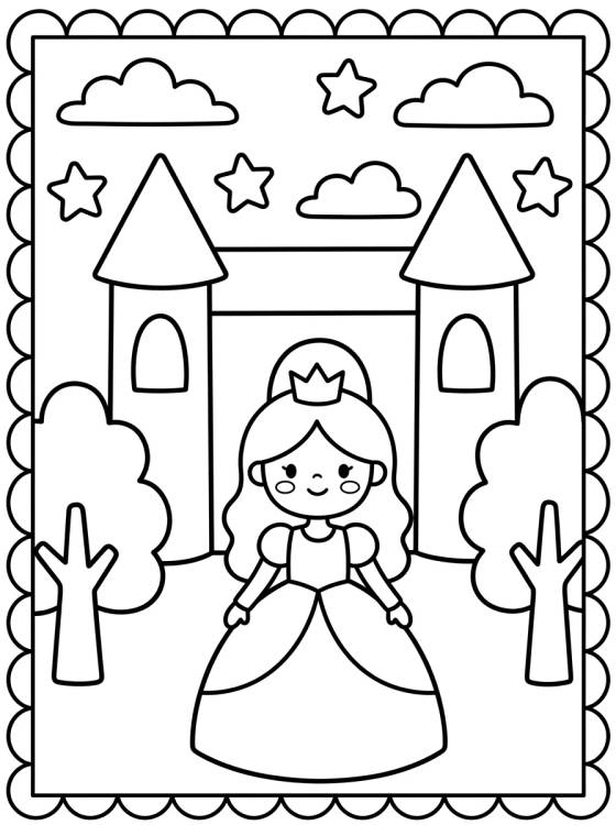 Desenho de Princesa en el Castillo Mágico para colorir e imprimir grátis