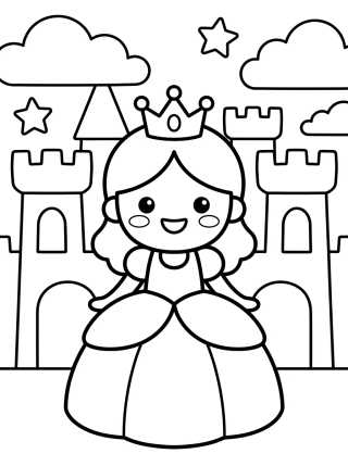 Desenho de Princesa en el Castillo Mágico para colorir e imprimir grátis