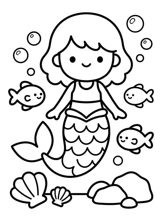 Desenho de Princesa Sirena Encantada para colorir e imprimir grátis
