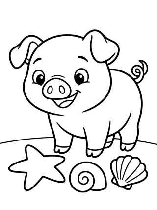 Desenho de Pua Curioso Jugando con Conchitas para colorir e imprimir grátis