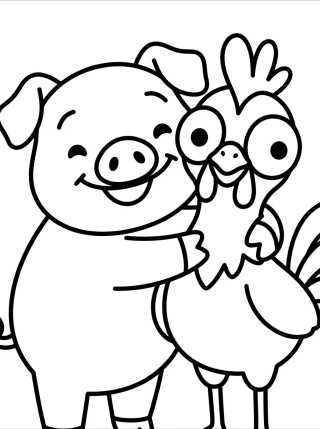 Desenho de Pua y Hei Hei Abrazados para colorir e imprimir grátis