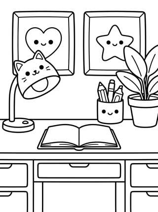 Desenho de Escritorio Lindo y Organizado para colorir e imprimir grátis