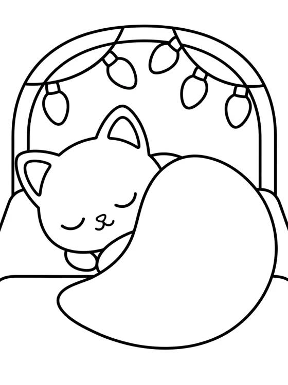 Desenho de Gatito Acurrucado en la Cama para colorir e imprimir grátis