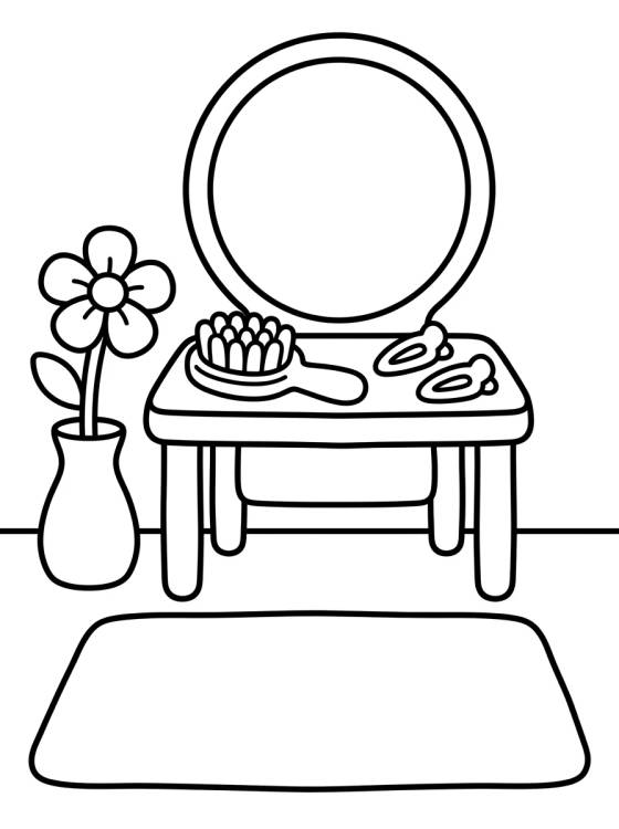Desenho de Tocador Acogedor con Espejo para colorir e imprimir grátis