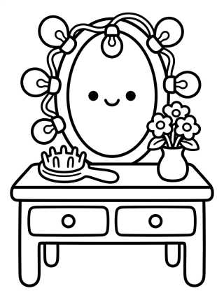 Desenho de Tocador Encantado con Espejo para colorir e imprimir grátis