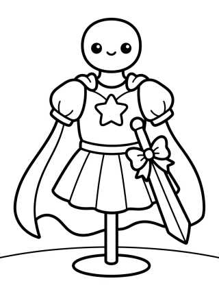 Desenho de Vestuario con Capa y Espada Mágica para colorir e imprimir grátis