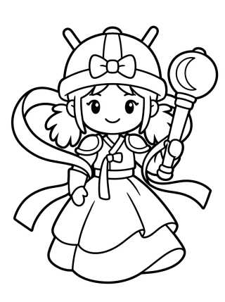 Desenho de Hanbok Moderno de Guerrera para colorir e imprimir grátis