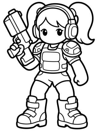 Desenho de Look Cyberpunk de Combate para colorir e imprimir grátis