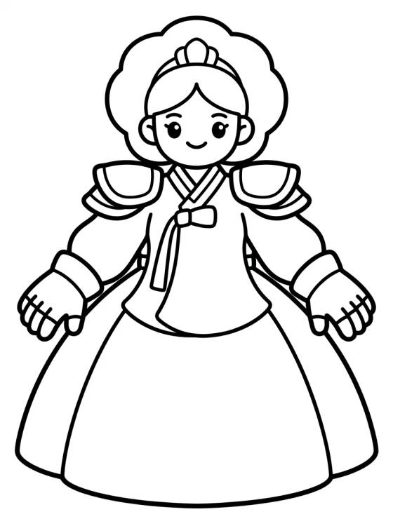 Desenho de Traje Hanbok de Guerrera K-Pop para colorir e imprimir grátis