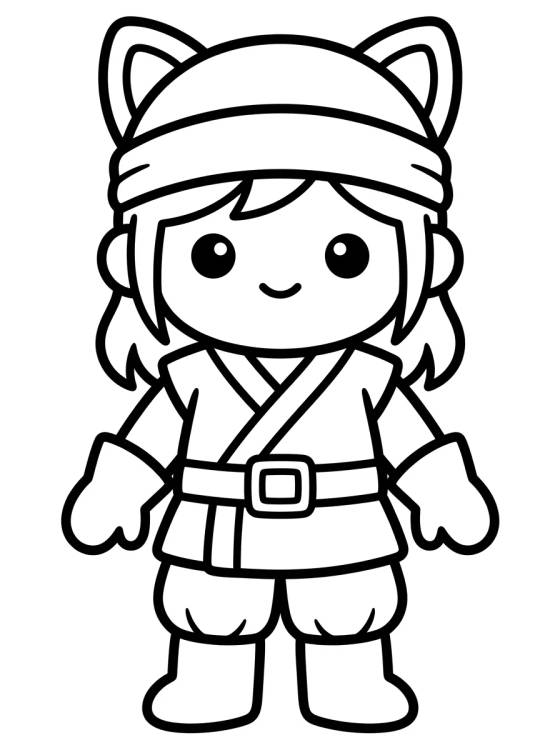Desenho de Traje Ninja K-Pop con Diadema para colorir e imprimir grátis