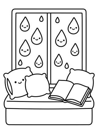 Desenho de Rincón de la Ventana con Lluvia para colorir e imprimir grátis