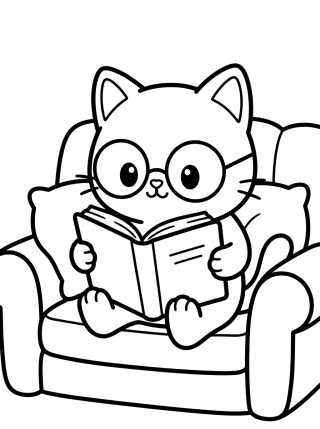 Desenho de Gatito Leyendo en el Sofá para colorir e imprimir grátis