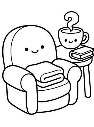 Desenho de Sillón y Té Calientito para colorir e imprimir grátis