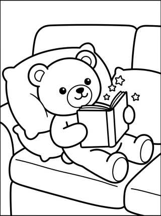 Desenho de Osito Leyendo en el Sofá para colorir e imprimir grátis