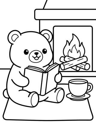 Desenho de Osito en la Chimenea para colorir e imprimir grátis