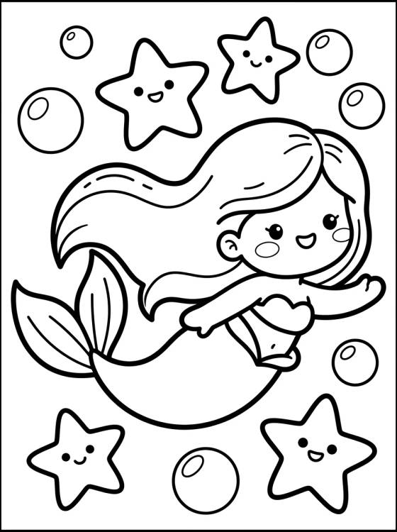Desenho de Siregata Nadando con Estrellas de Mar para colorir e imprimir grátis