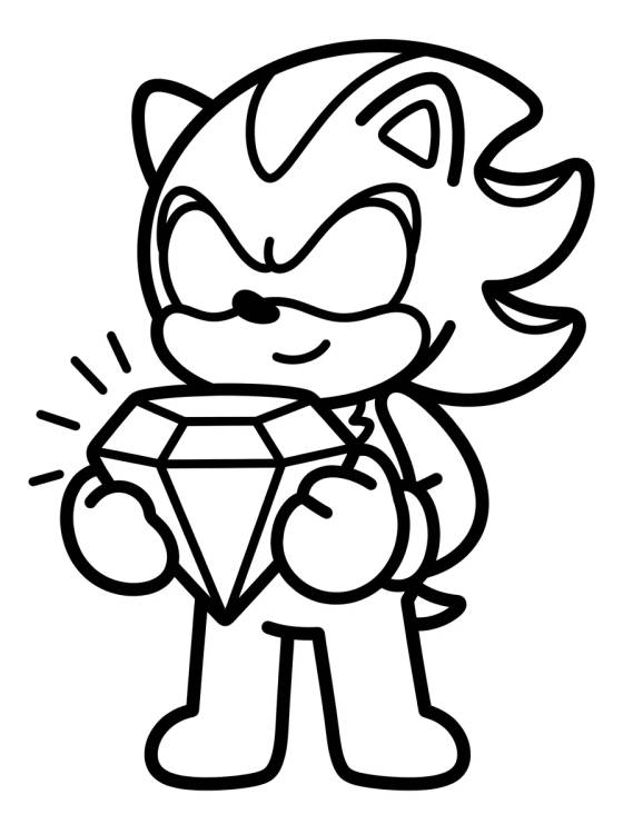 Desenho de Shadow con la Esmeralda del Caos para colorir e imprimir grátis