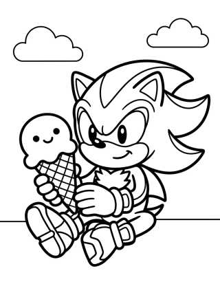 Desenho de Shadow Comiendo un Helado Tierno para colorir e imprimir grátis